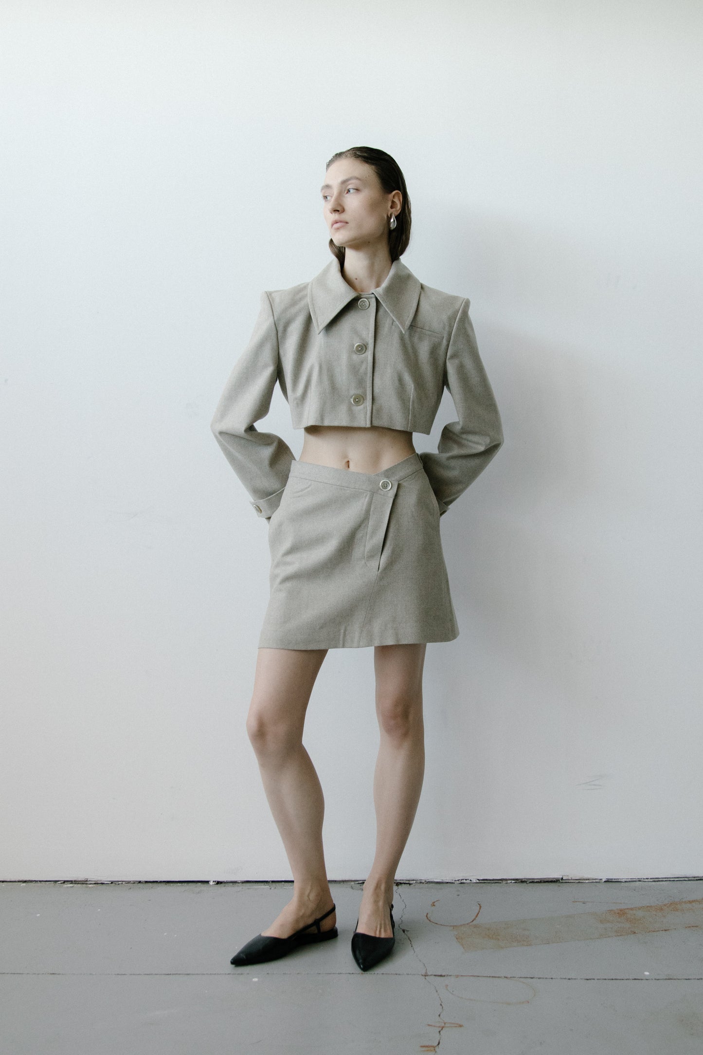 Triangle Taupe Melange Skirt