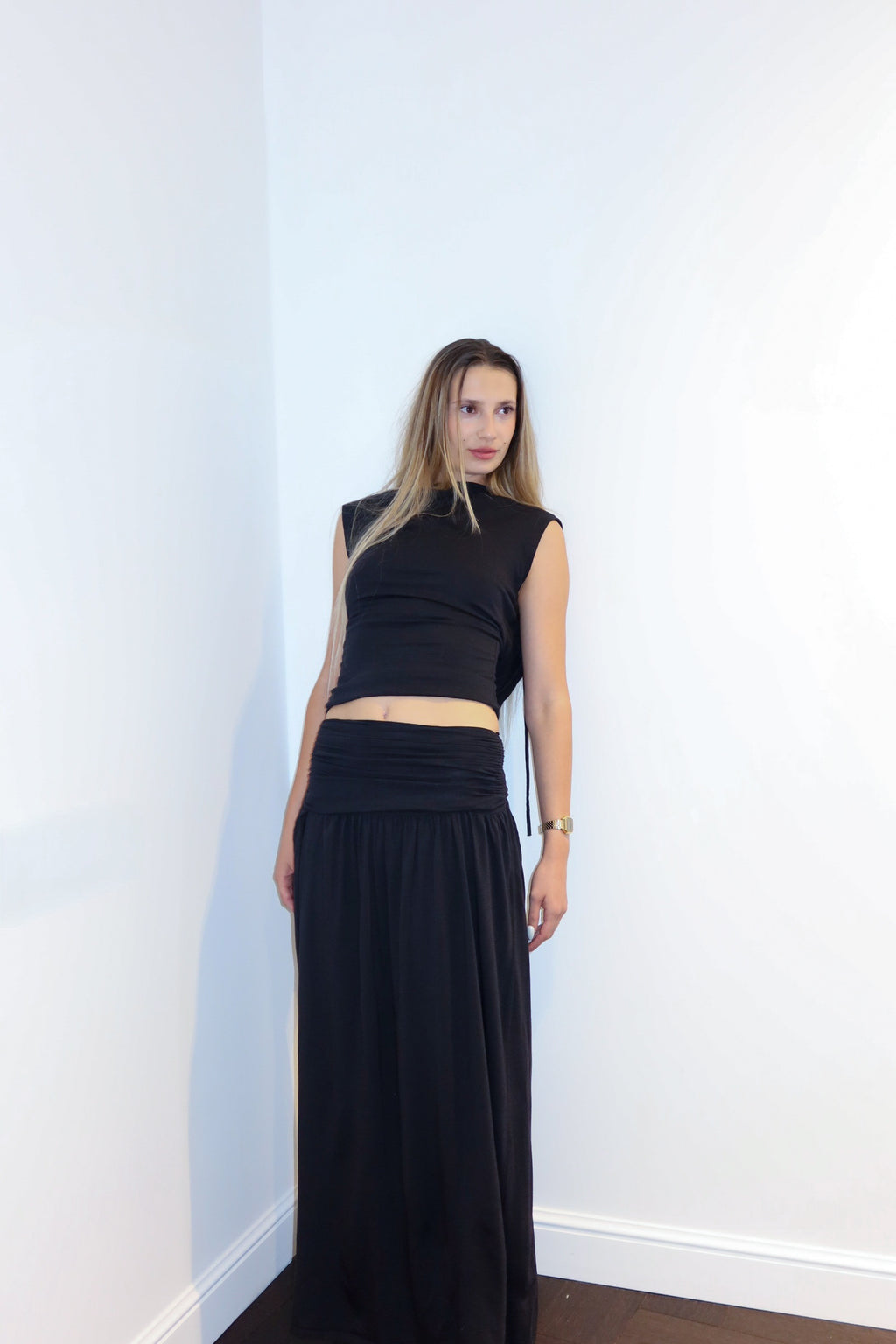 Veil Silk Jersey Maxi Skirt