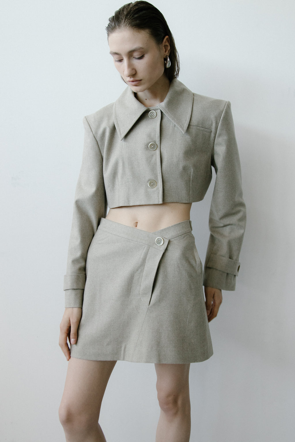 Triangle Taupe Melange Skirt