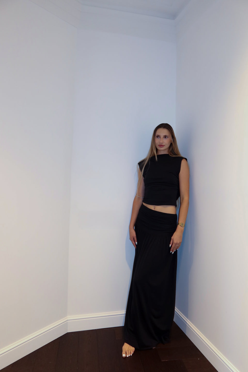 Veil Silk Jersey Maxi Skirt