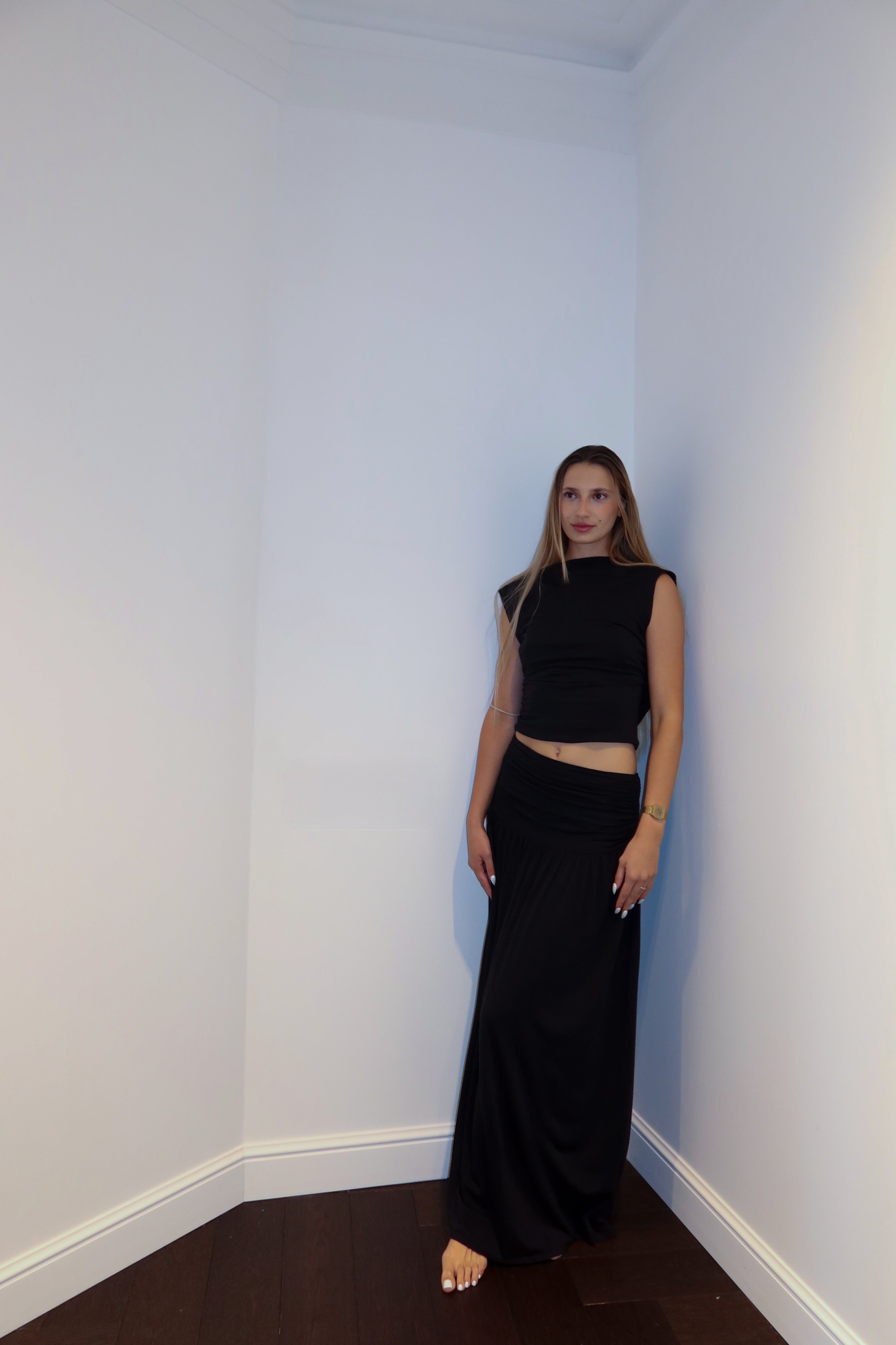 Veil Silk Jersey Maxi Skirt